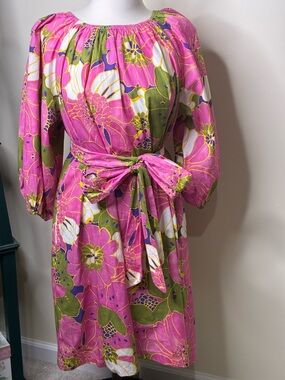 Francis Valentine Bliss Pink Floral Belted Dress